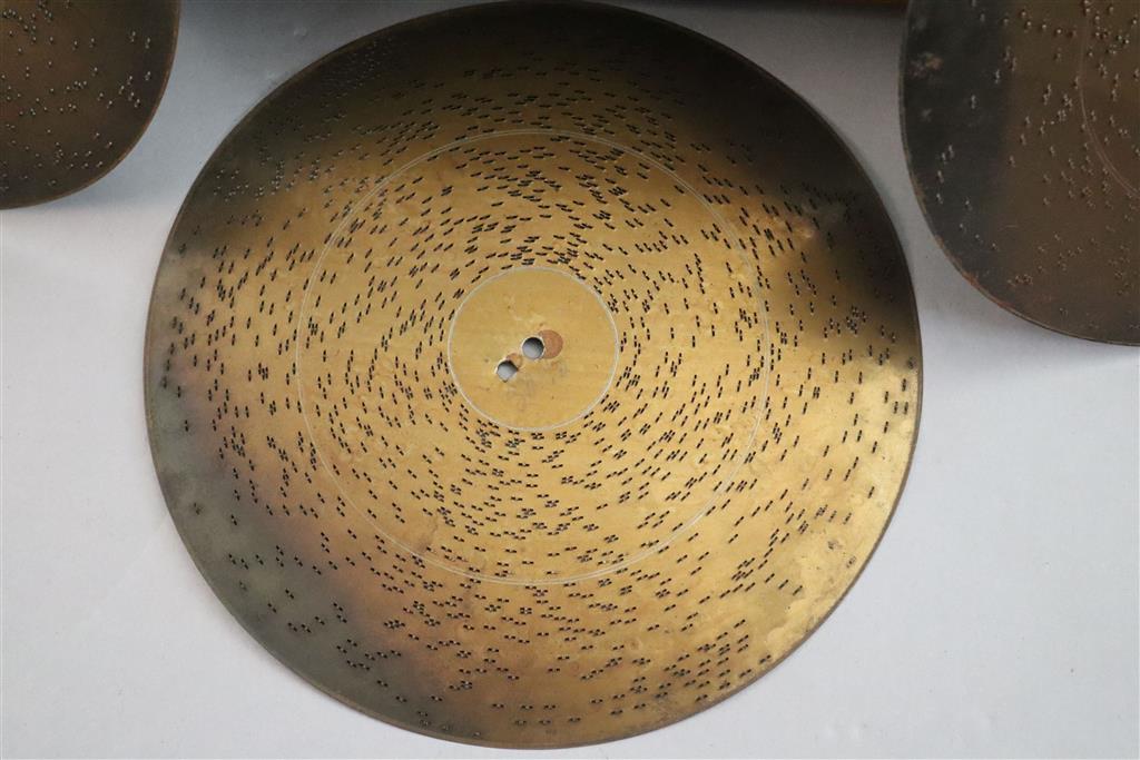 A Victorian German walnut symphonion, width 19.5in. depth 15in. height 9.25in.